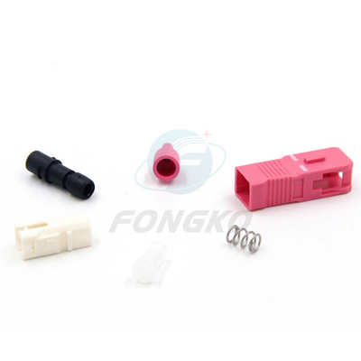 Parada plástica OM4 Rose/piezas de fibra óptica rosadas del simplex de SC/PC 0,9 del conector del cordón de remiendo
