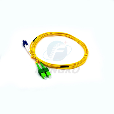 Cordón de remiendo de la fibra 3 metros de Dublex verde Lc al duplex a dos caras unimodal Lc - patchcor de la fibra óptica del cable del remiendo de la fibra del Sc del Sc