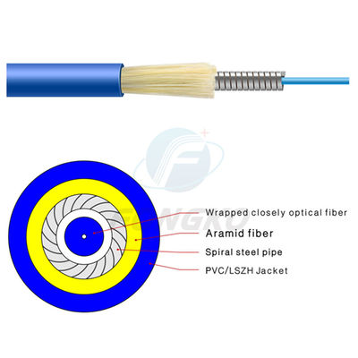 calidad  Single Mode Simplex Armored Optical Fiber Cable GJSFJV With PVC Jacket Fábrica