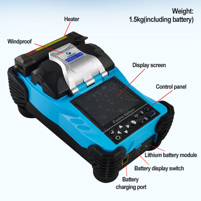 Fusion Splicer de Fibra Óptica Azul Batería de 4800mAh Chino / Inglés 2 Idiomas Máquina de empalme de soldadura