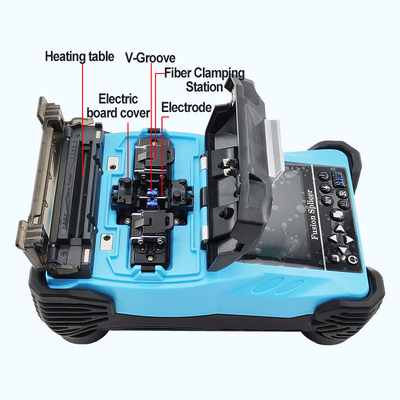 Fusion Splicer de Fibra Óptica Azul Batería de 4800mAh Chino / Inglés 2 Idiomas Máquina de empalme de soldadura