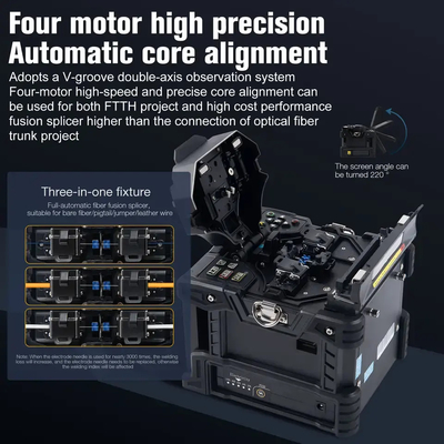 6 Motores FKEQU-161 Fibra óptica Fusión Splicer 6S FTTH máquina de empalme para el empalme rápido