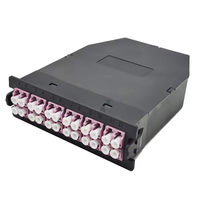 24F Black LC Duplex Multimode MPO MTP Fiber Cassette para 24 puertos OM3 OM4 OS2 Panel de parches