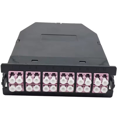 24F Black LC Duplex Multimode MPO MTP Fiber Cassette para 24 puertos OM3 OM4 OS2 Panel de parches