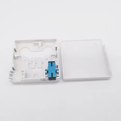 Caja de terminación de fibra óptica de placa de cara ABS con 2 adaptadores SC de núcleo y colillas