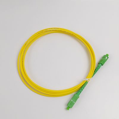 Cordón de parche óptico amarillo Pigtail SC/APC G652D Modo único LSZH 1M Simplex Cordón de parche de fibra óptica de 2.0 mm