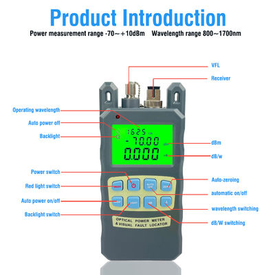 FONGKO 70+10dBm 10mw Medidor de Potencia Óptica de Fibra 10km Herramienta de Prueba de Cable Localizador Visual de Fallas Probador de Cable de Fibra Óptica Todo en Uno