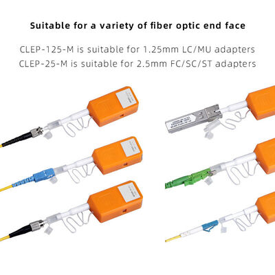 Pluma de limpieza de fibra óptica FKEQU-446 CLEP-125-M para LC/MU 1.25mm con 800+ limpiezas MINI Tipo Naranja Color de limpieza de conectores de fibra óptica