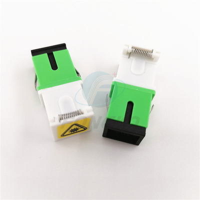 Adaptador de fibra de un solo modo Concha blanca verde SC/APC Adaptador de obturador automático con metralla y estabilidad a temperatura ≤ 0,20 dB