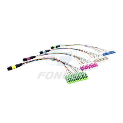 8/12/24 MTP de fibra MPO a LC Fanout Patch Cable para FTTB Tipo de conector MPO de 0,9 mm