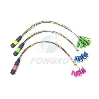 8/12/24 MTP de fibra MPO a LC Fanout Patch Cable para FTTB Tipo de conector MPO de 0,9 mm